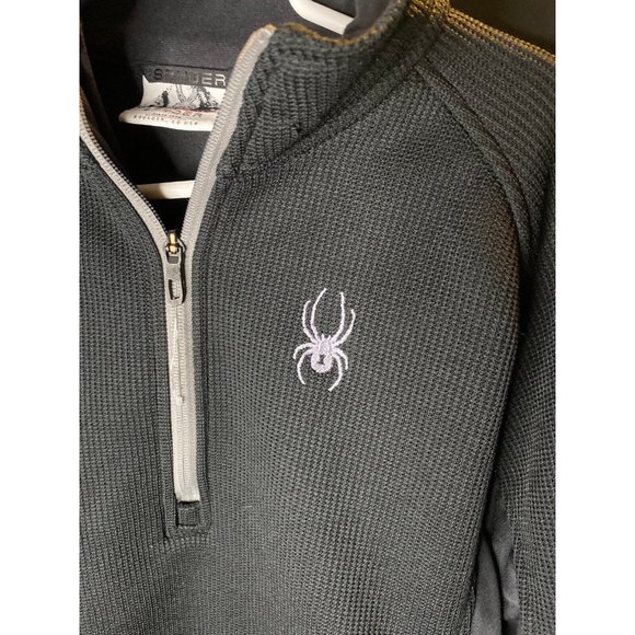 Spyder Sweater 1/2 Zip Jacket Mens M Black 199306 Winter Sports - Picture 2 of 7